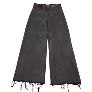 Elwood Flannel Waistband Raw Hem Flare Jeans in City Wash